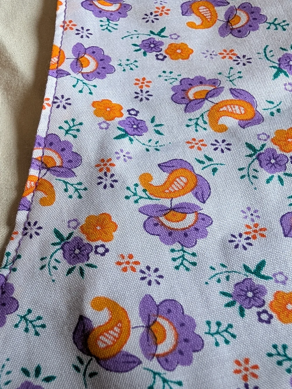 Purple Floral Kids Apron with Orange Pocket